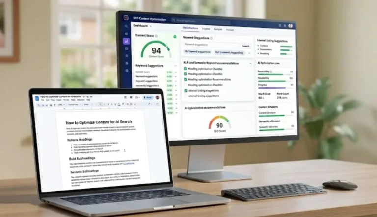 Content optimization workflow for improving AI search rankings using SEO, entities, and structured content.