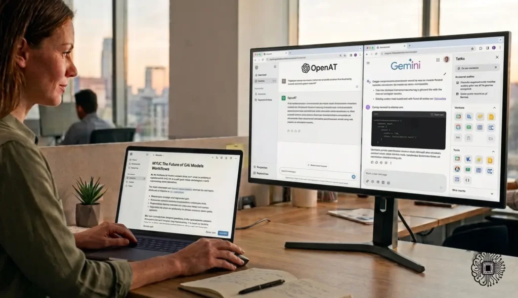 Business team using AI search optimization tools to improve AI visibility and search performance.