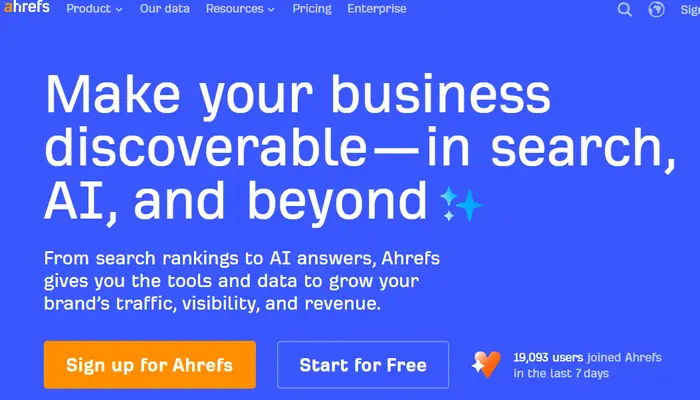 Ahrefs dashboard for SEO content optimization and AI search visibility tools
