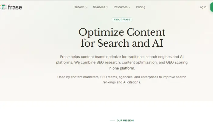 Frase AI content optimization tool for SEO research and content creation