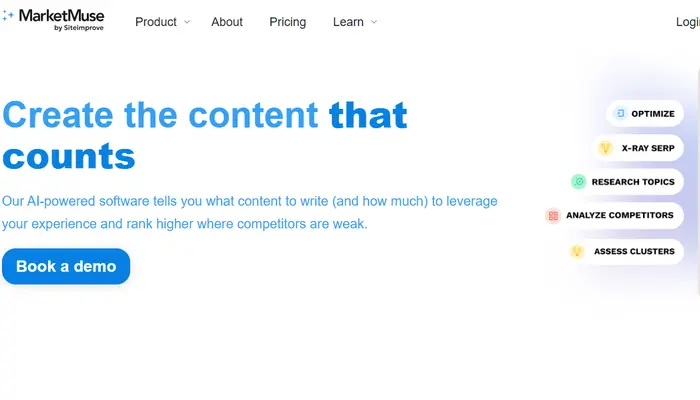 MarketMuse AI content optimization platform for topical authority and content planning