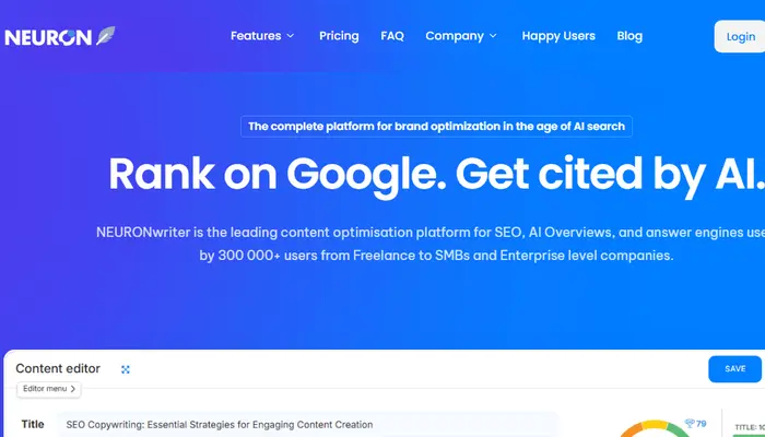 NeuronWriter SEO content optimization tool for AI search and topical relevance