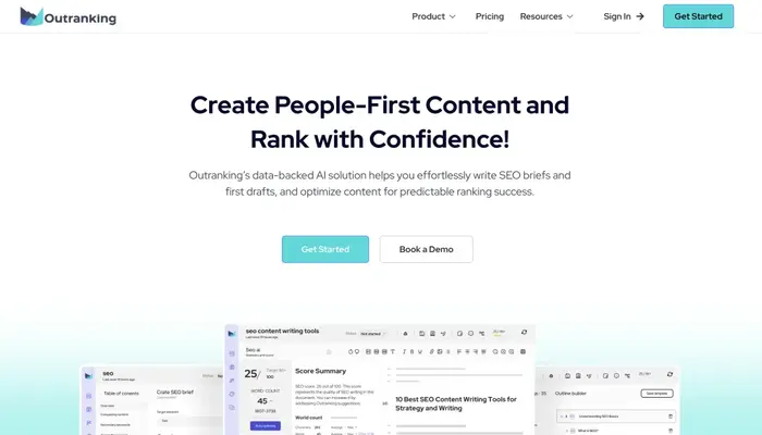 Outranking AI SEO platform for content optimization and search ranking improvements